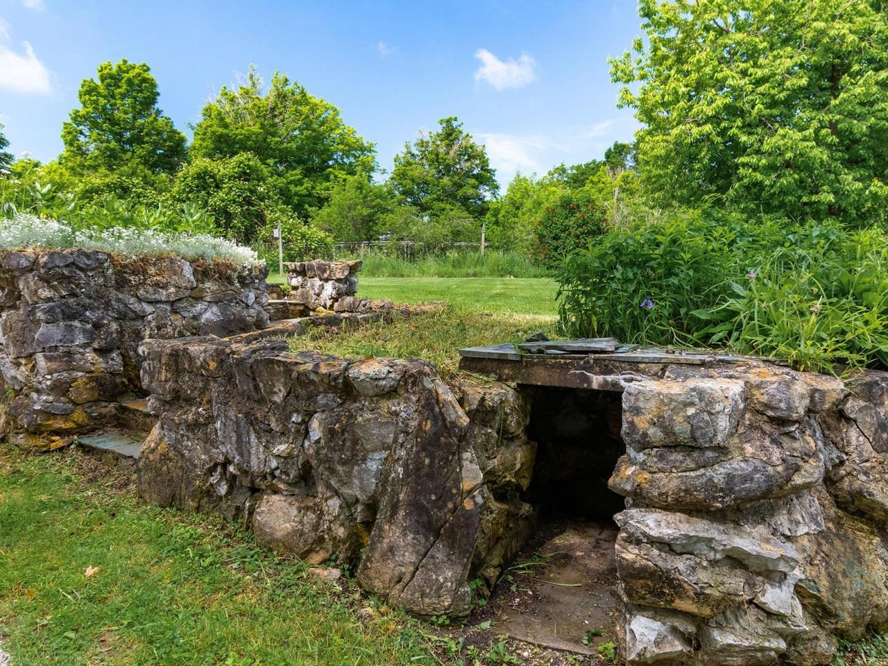 Rock wall bordering property