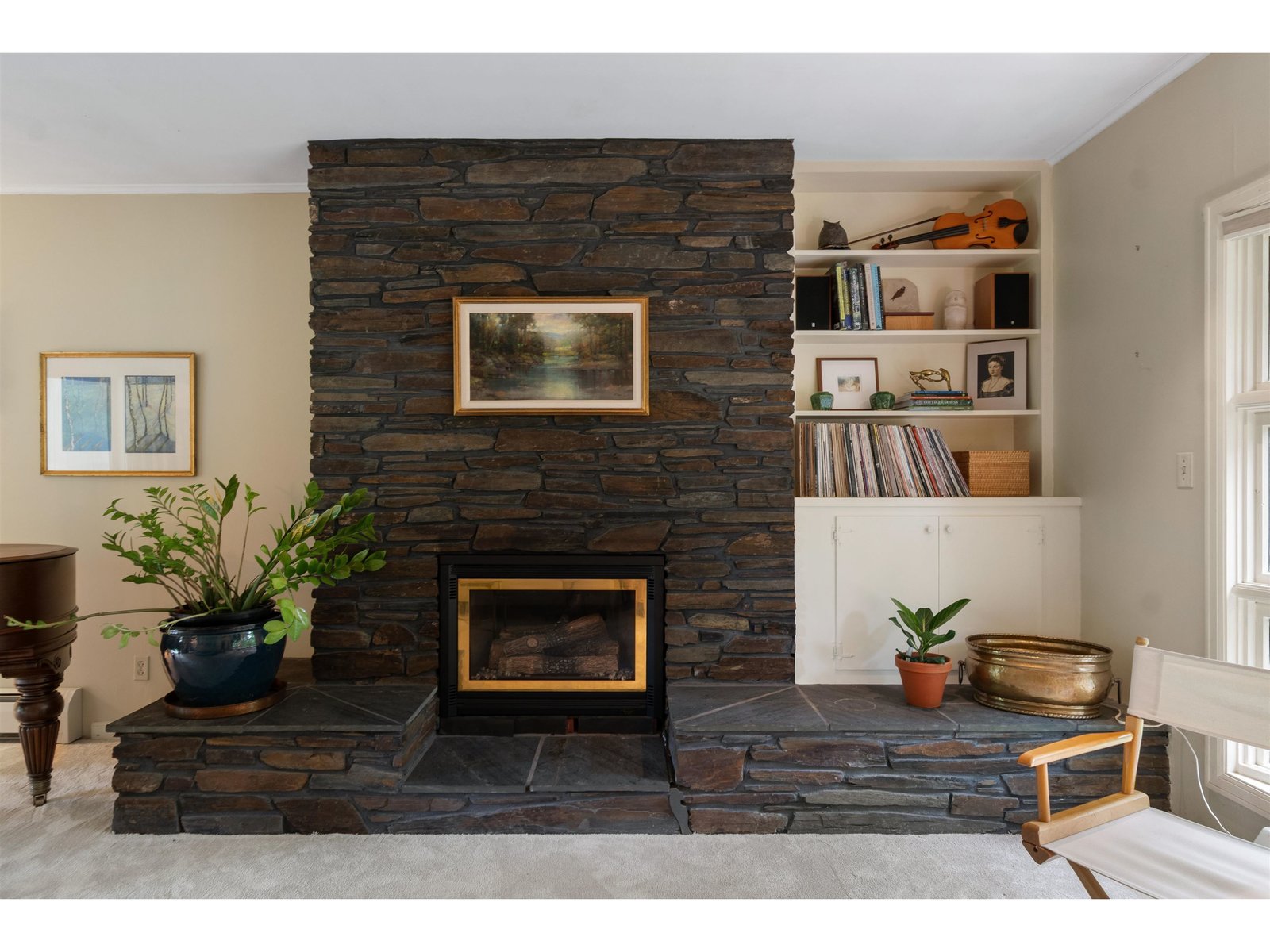 Stunning Stone Fireplace Surround with Gas Insert