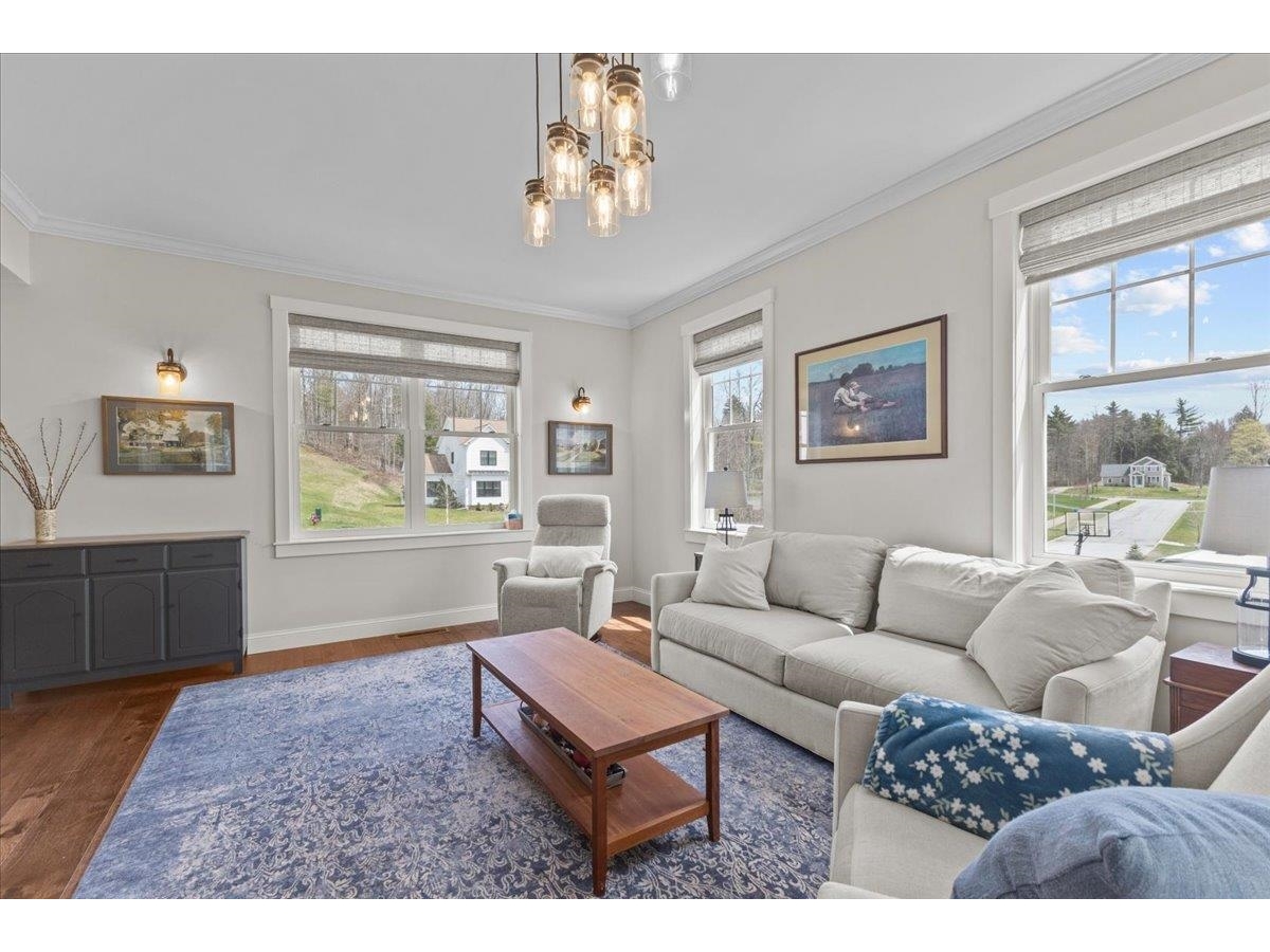 Alternative perspective of the main living room with french doors.