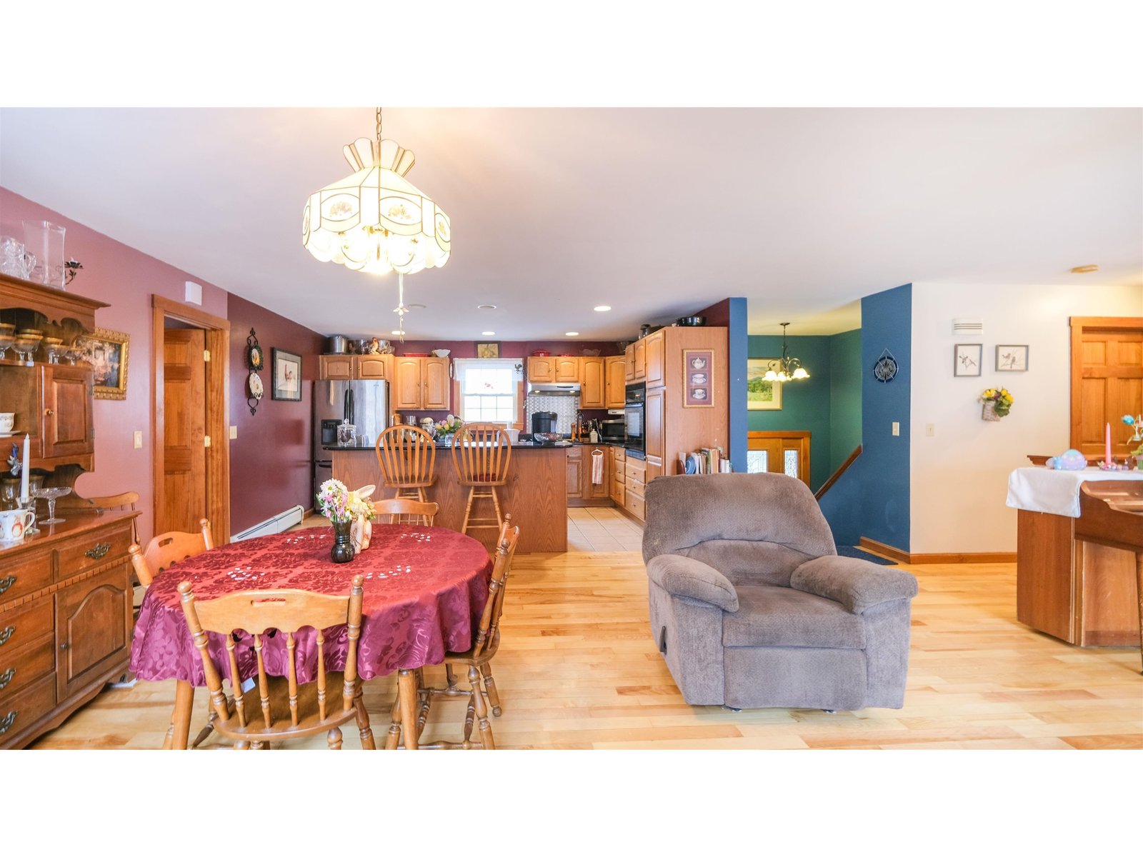 Open dining, living, and kitchen