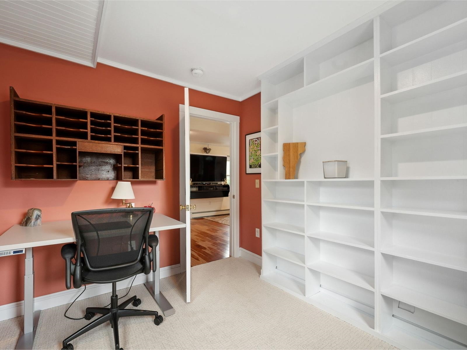 Office w/ built-in shelving