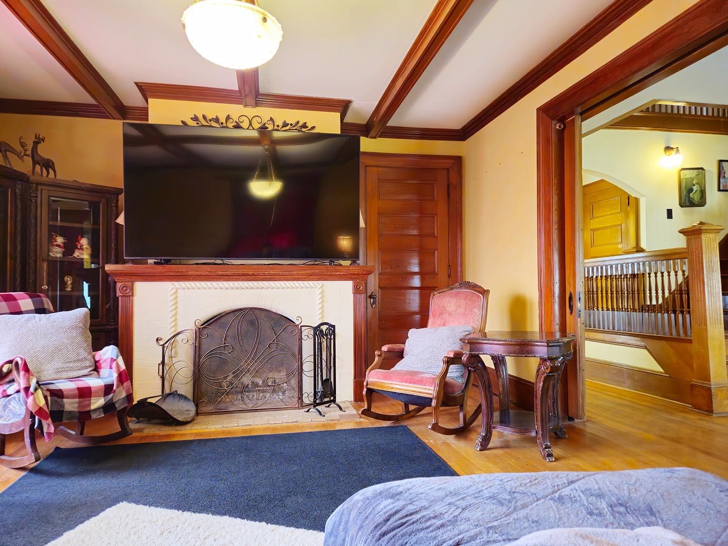 Living Room with Refinished Fireplace