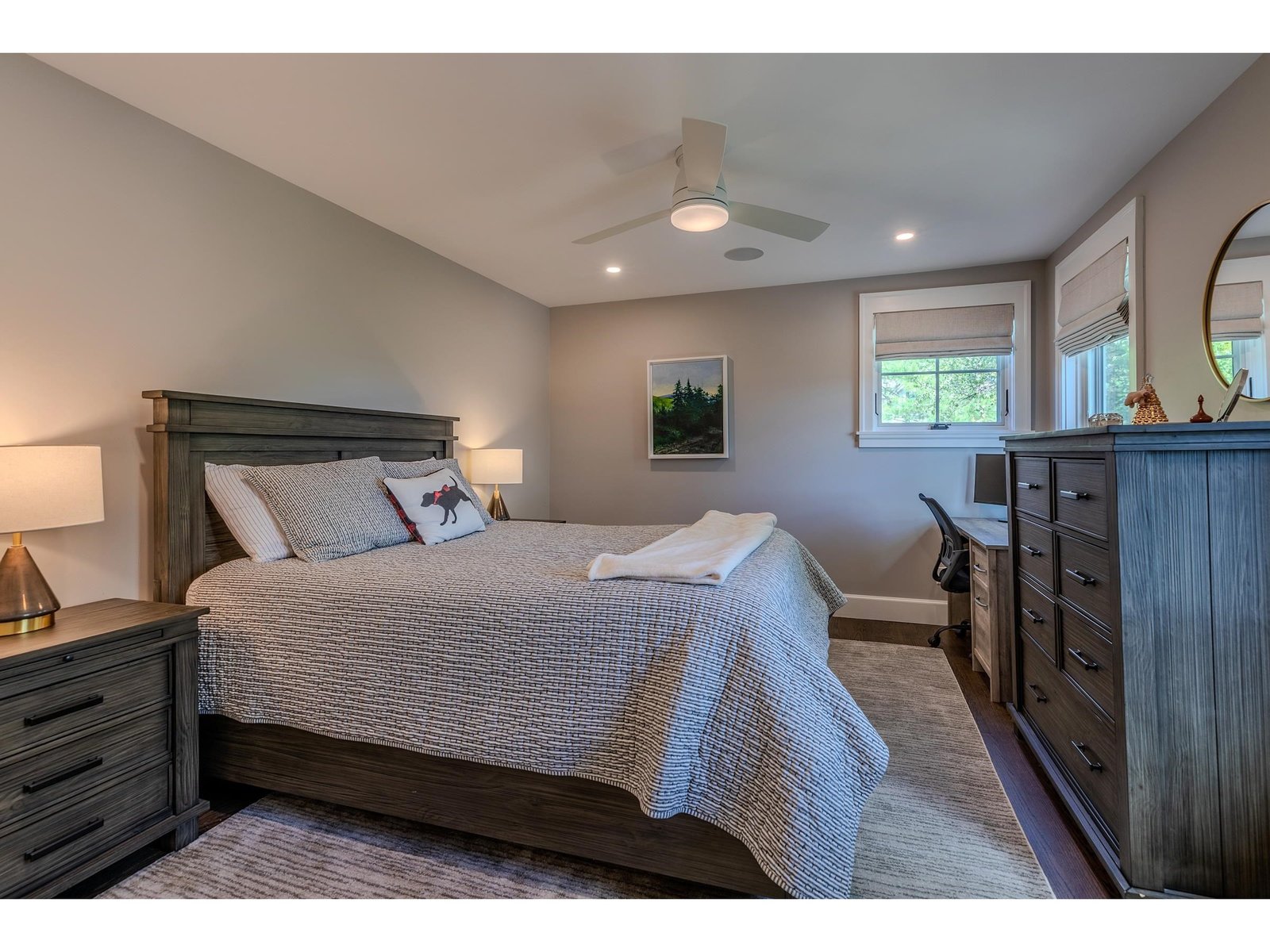 Queen bed in north bedroom