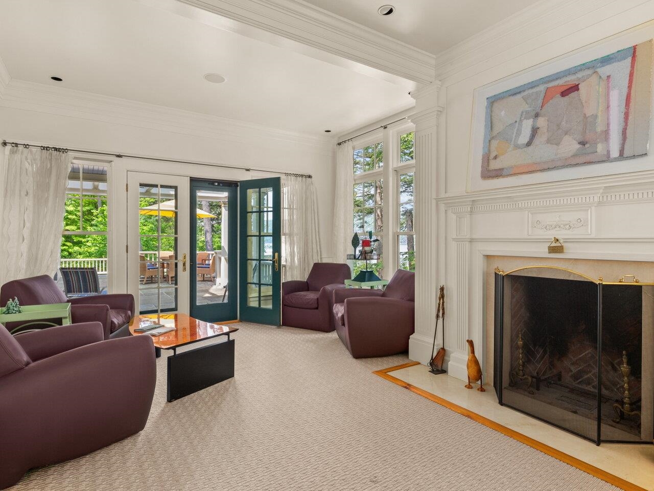 Upper stone patio w/lake views