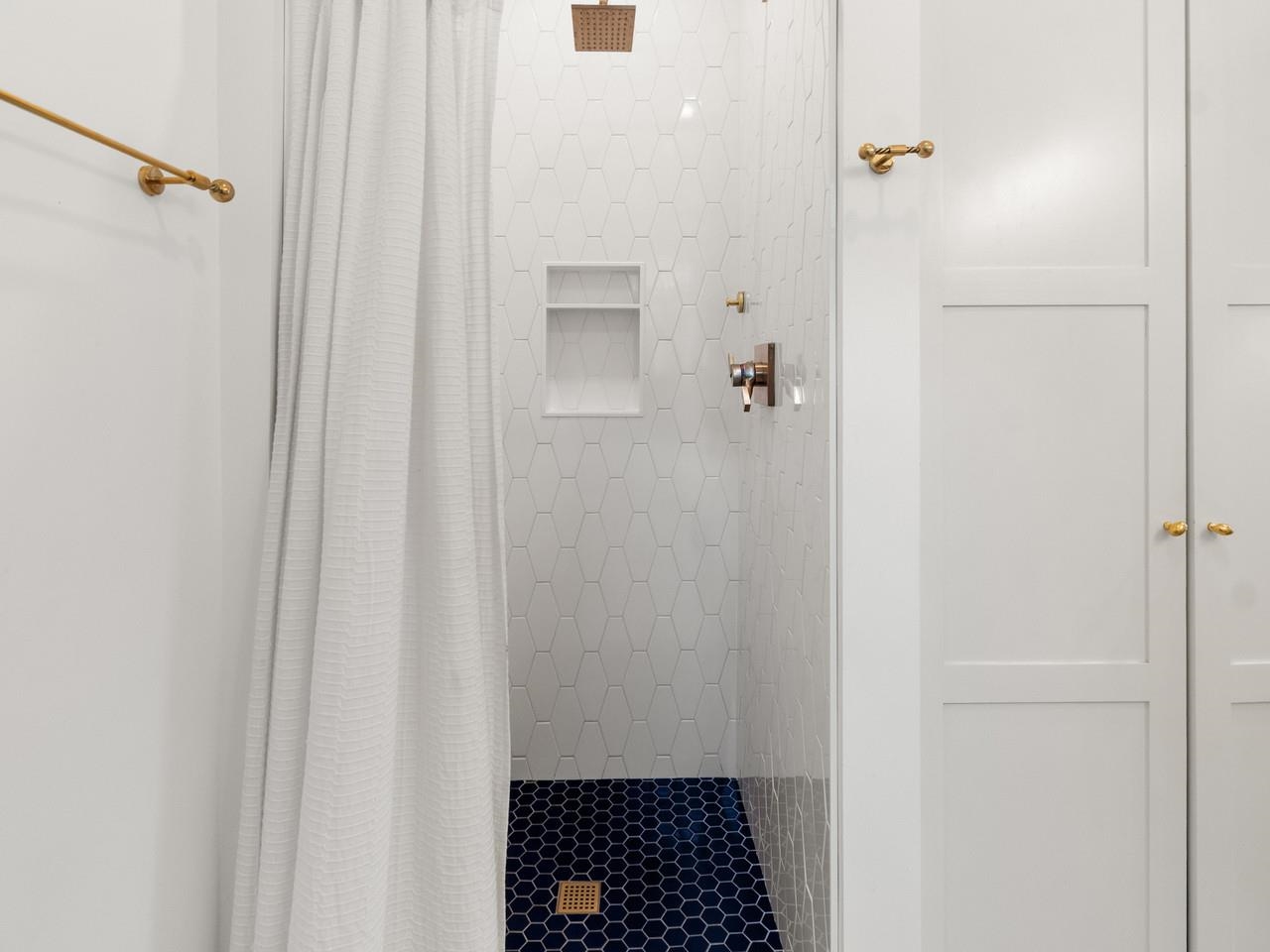 Newly added tiled shower