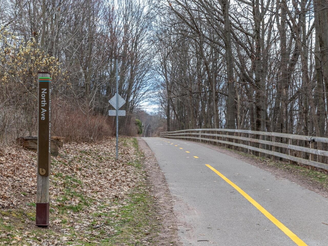 Steps from the bike path
