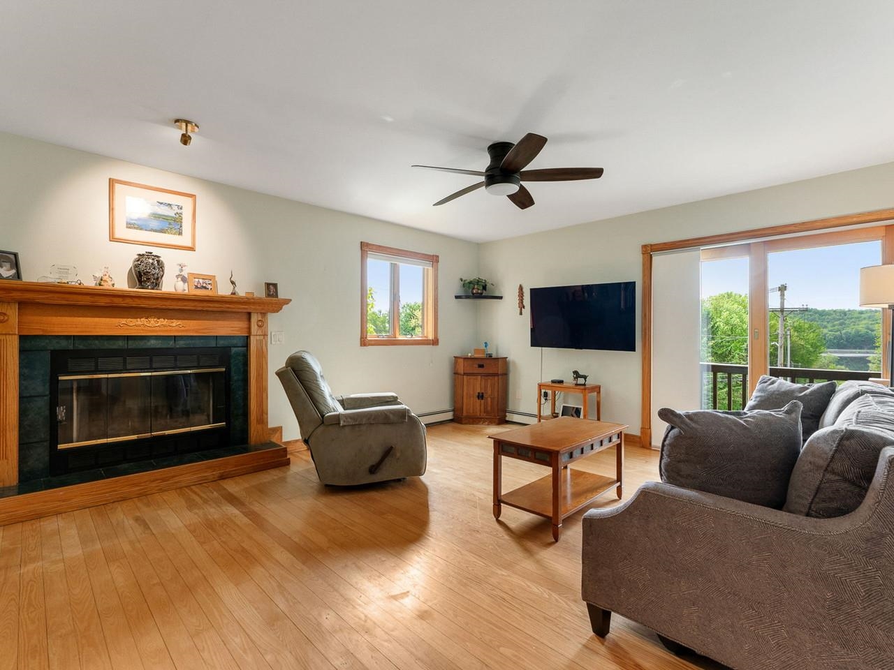 Cozy fireplace on main level