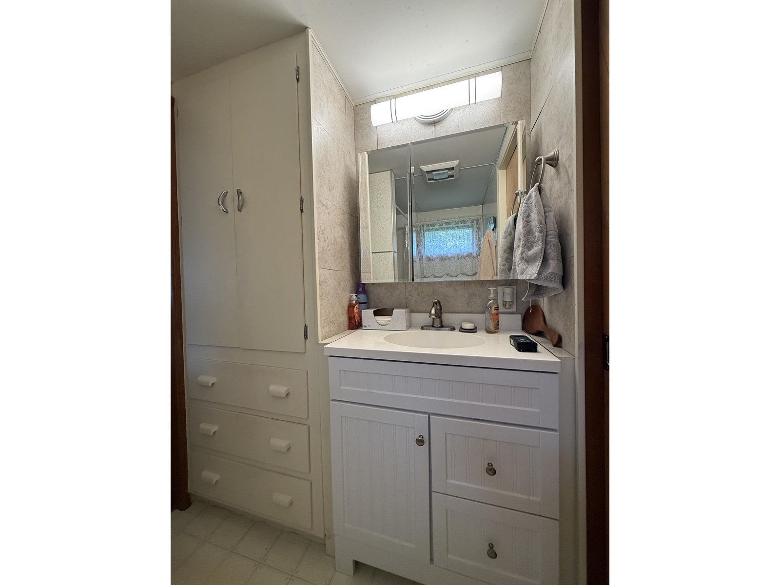 Vanity in bathroom