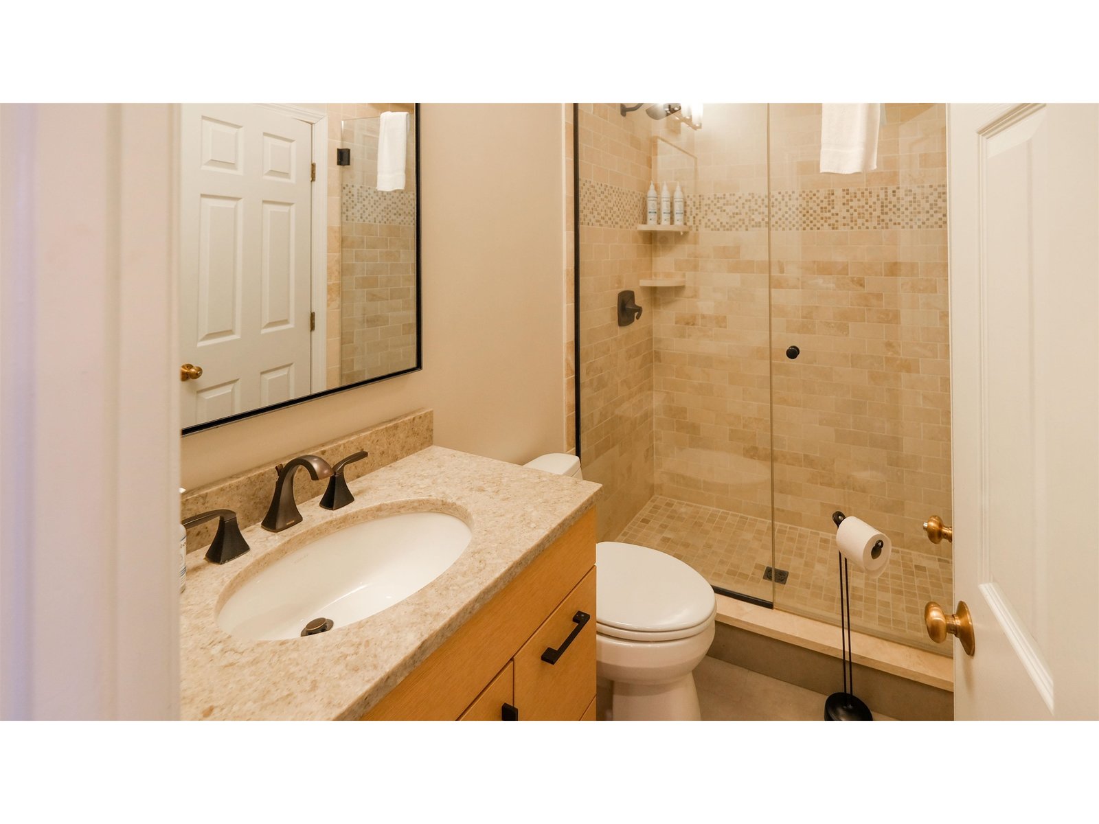 Bathroom off living room and primary bedroom