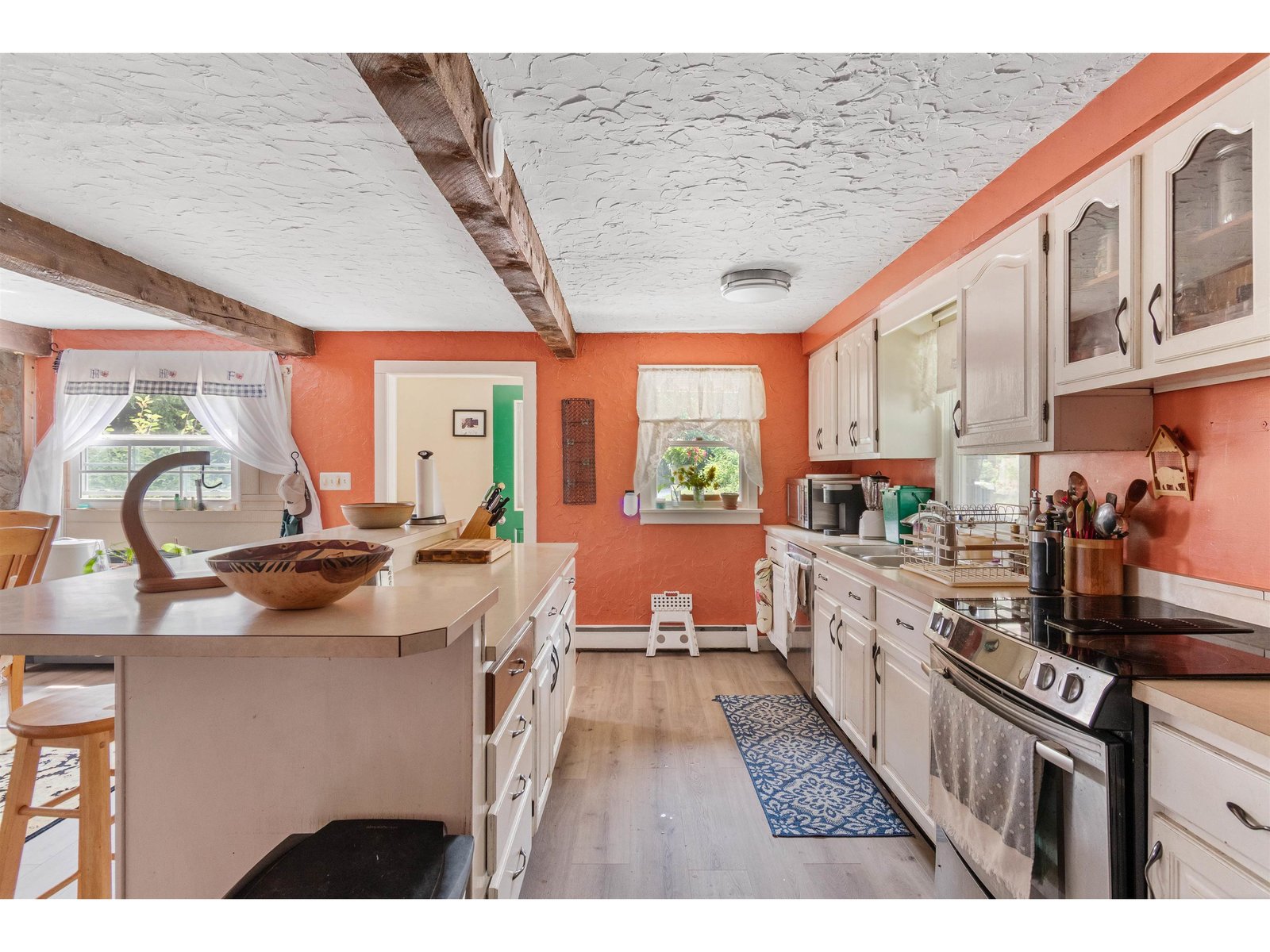 galley kitchen with breakfast bar