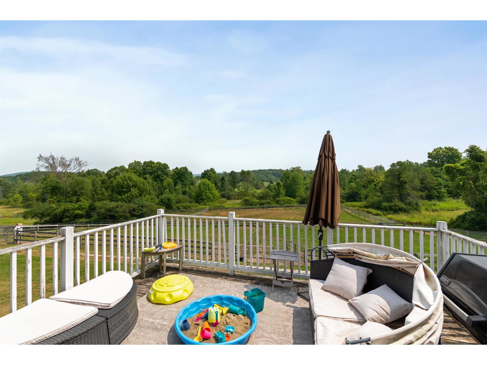 rear deck overlooking pastures to the east