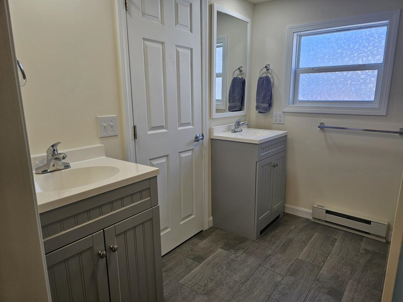 Vinyl plank flooring in bath