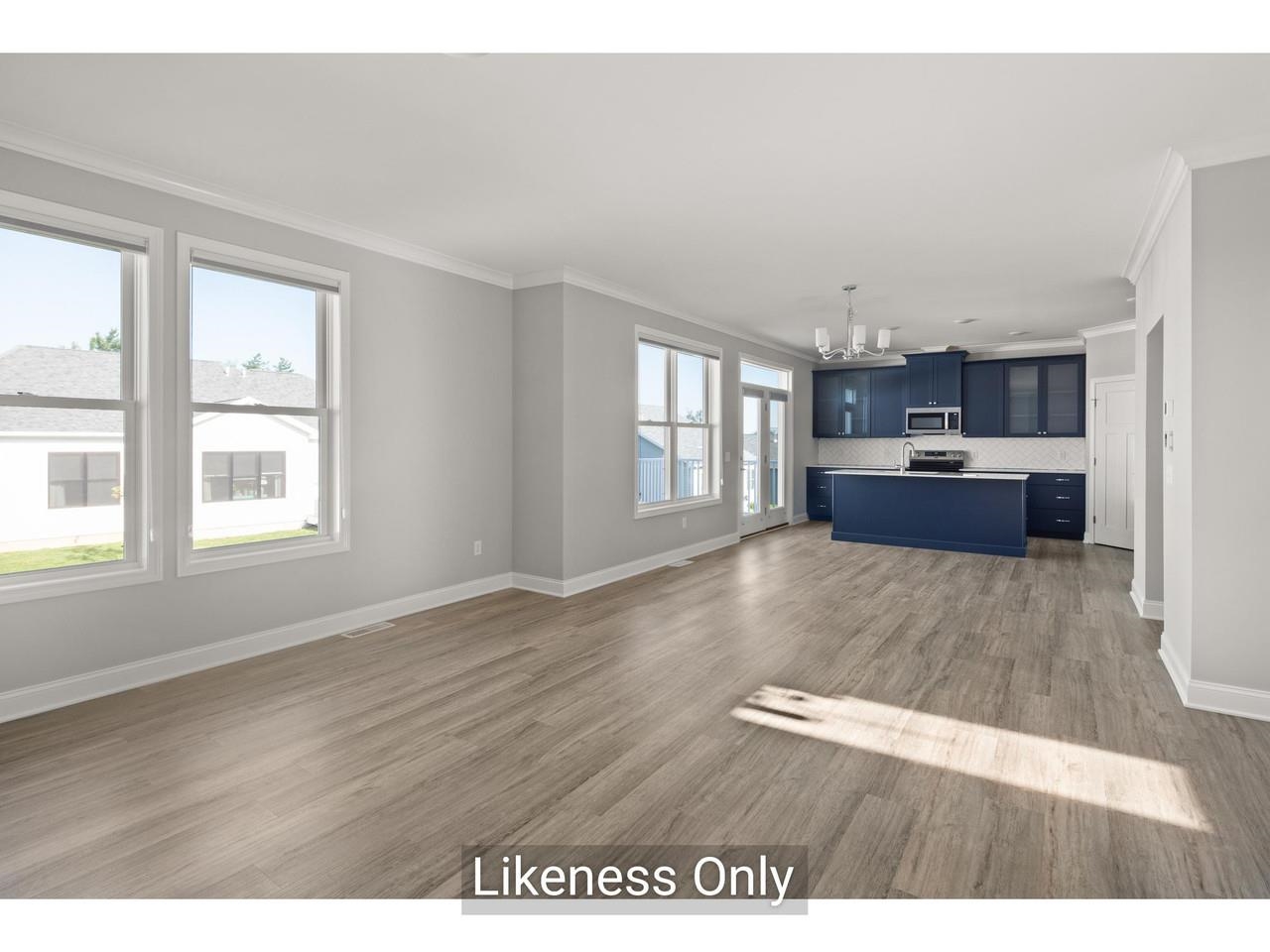 Open plan with large windows