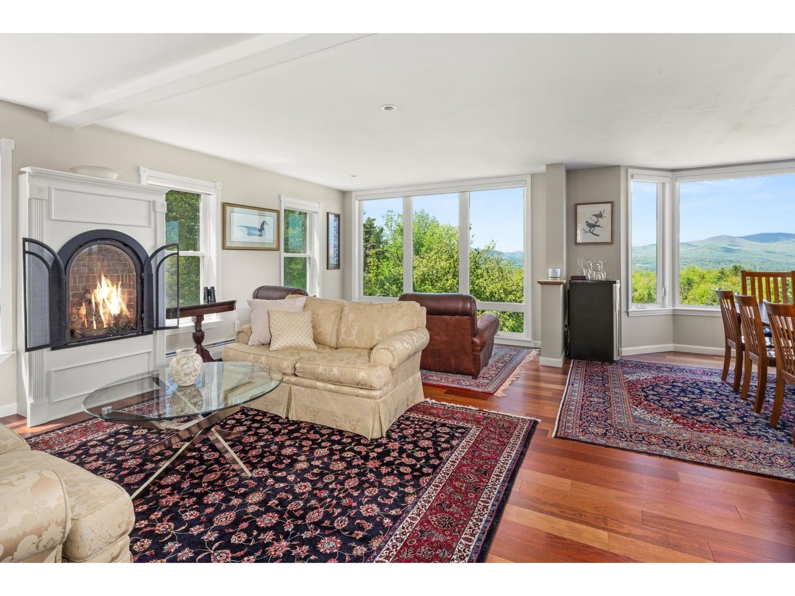 Enjoy the warmth of the fire while also enjoying the view