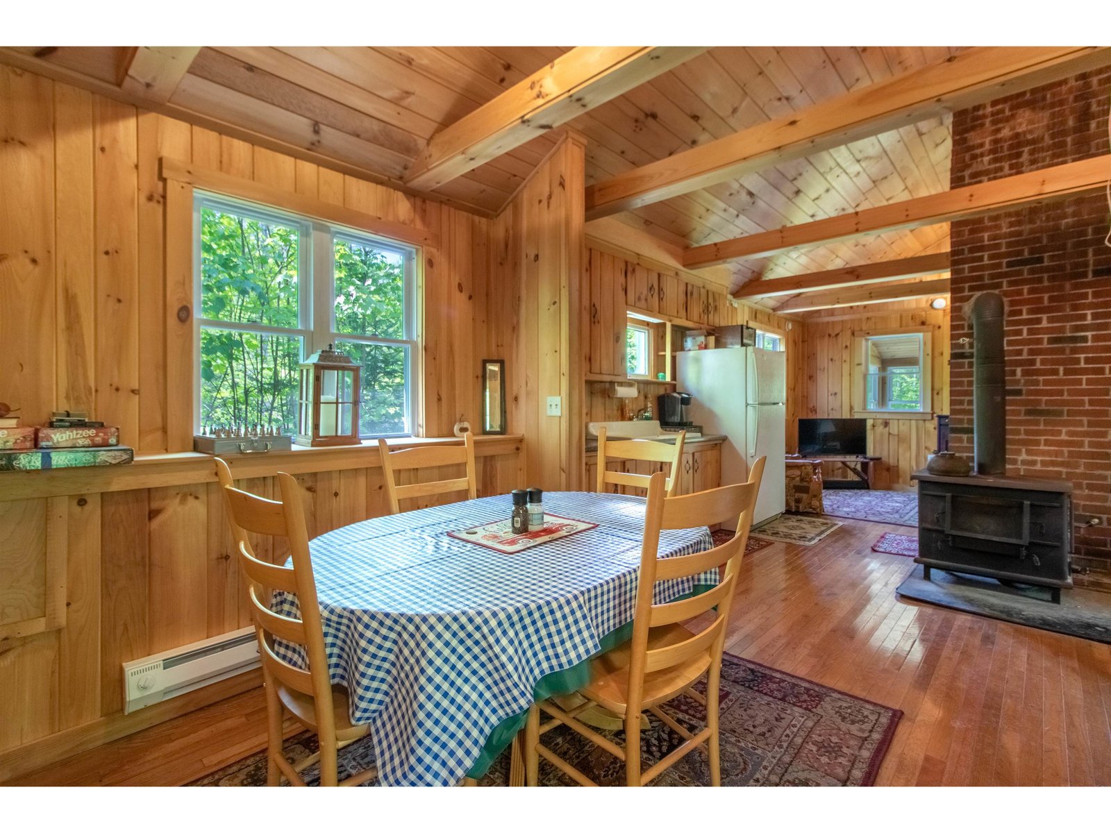 Woodstove in the open living area