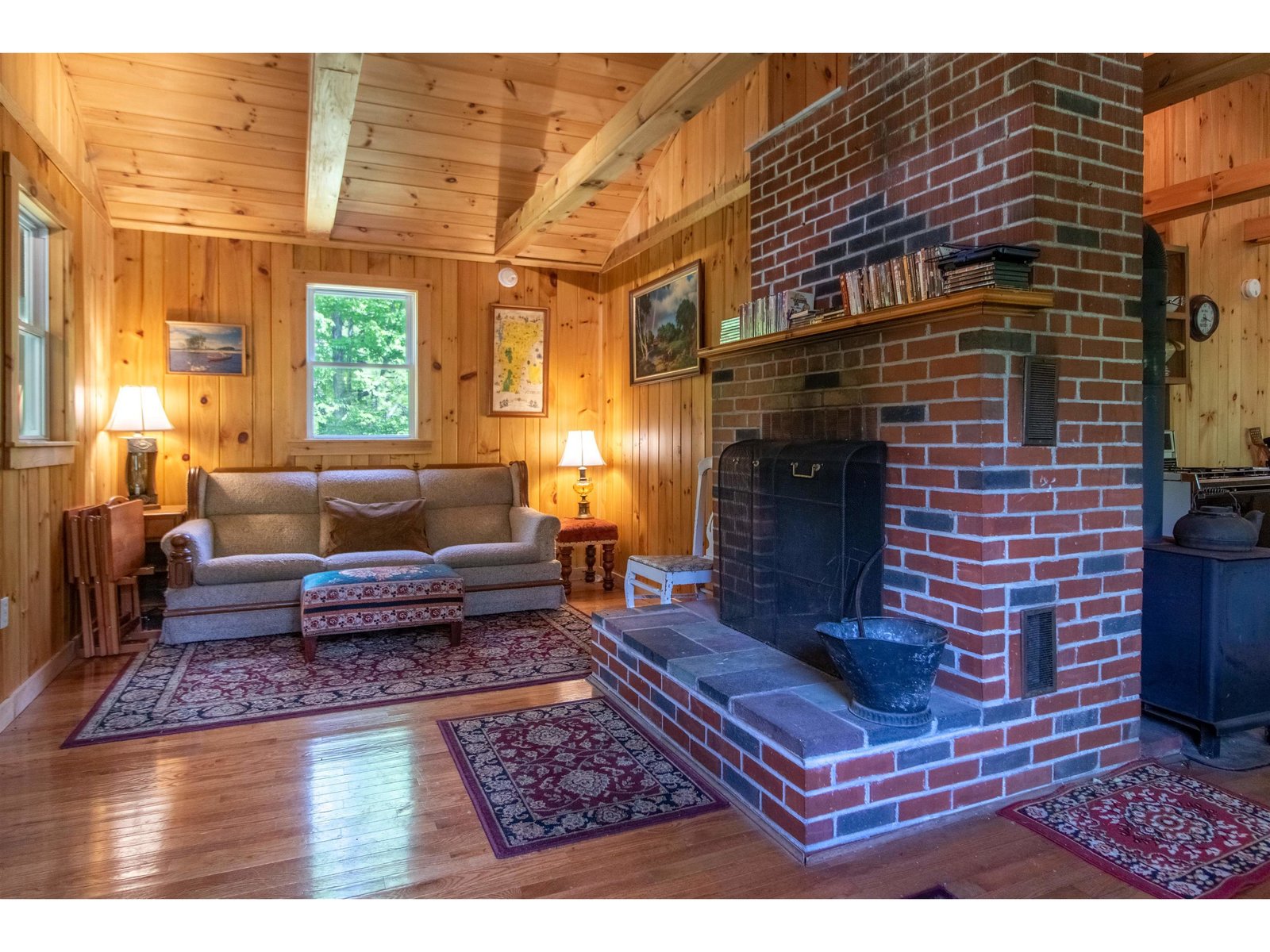 Living room with a fireplace