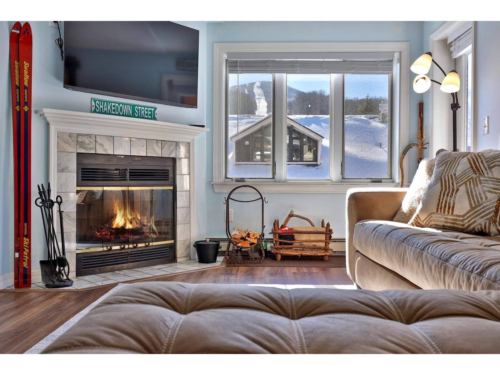 Elegant Woodburning Fireplace