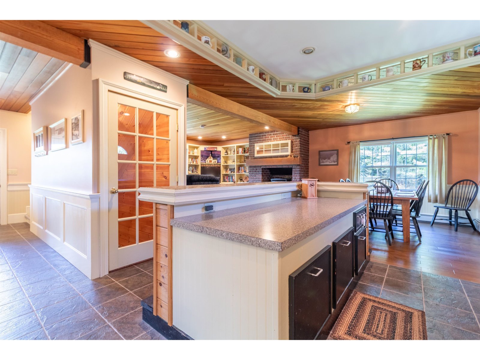 Island in the kitchen and close to dining area