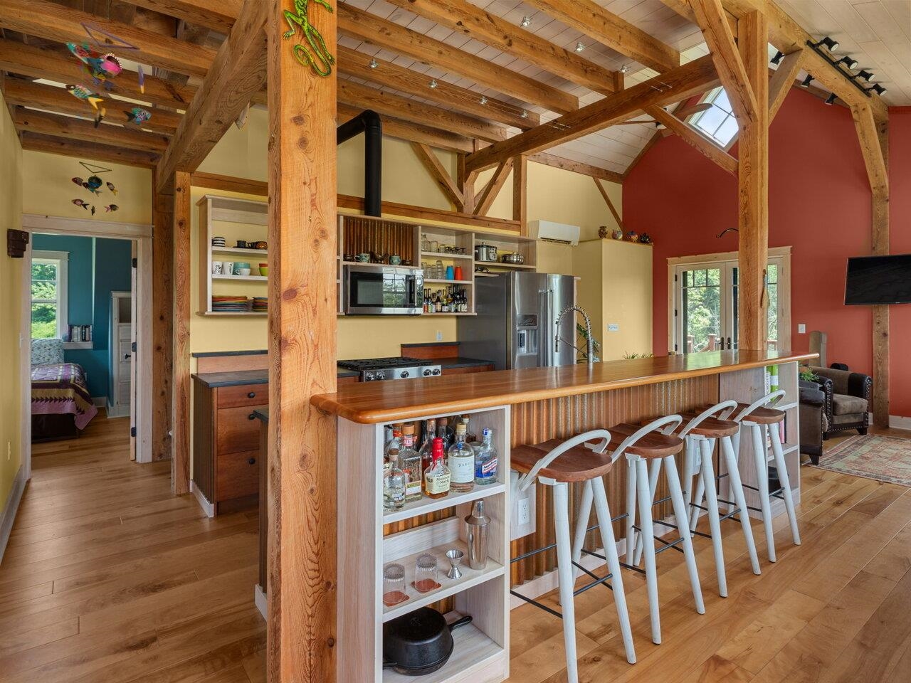 Kitchen with Custom Cherry Bar