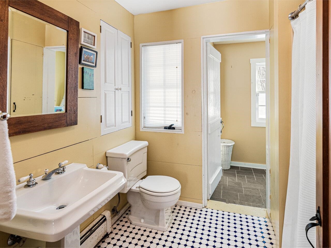 Rustic full bath and laundry