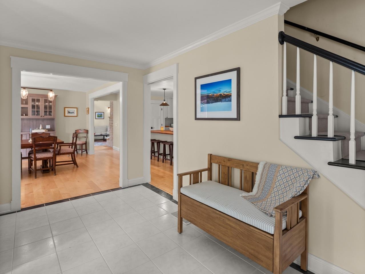 Opens to kitchen/dining