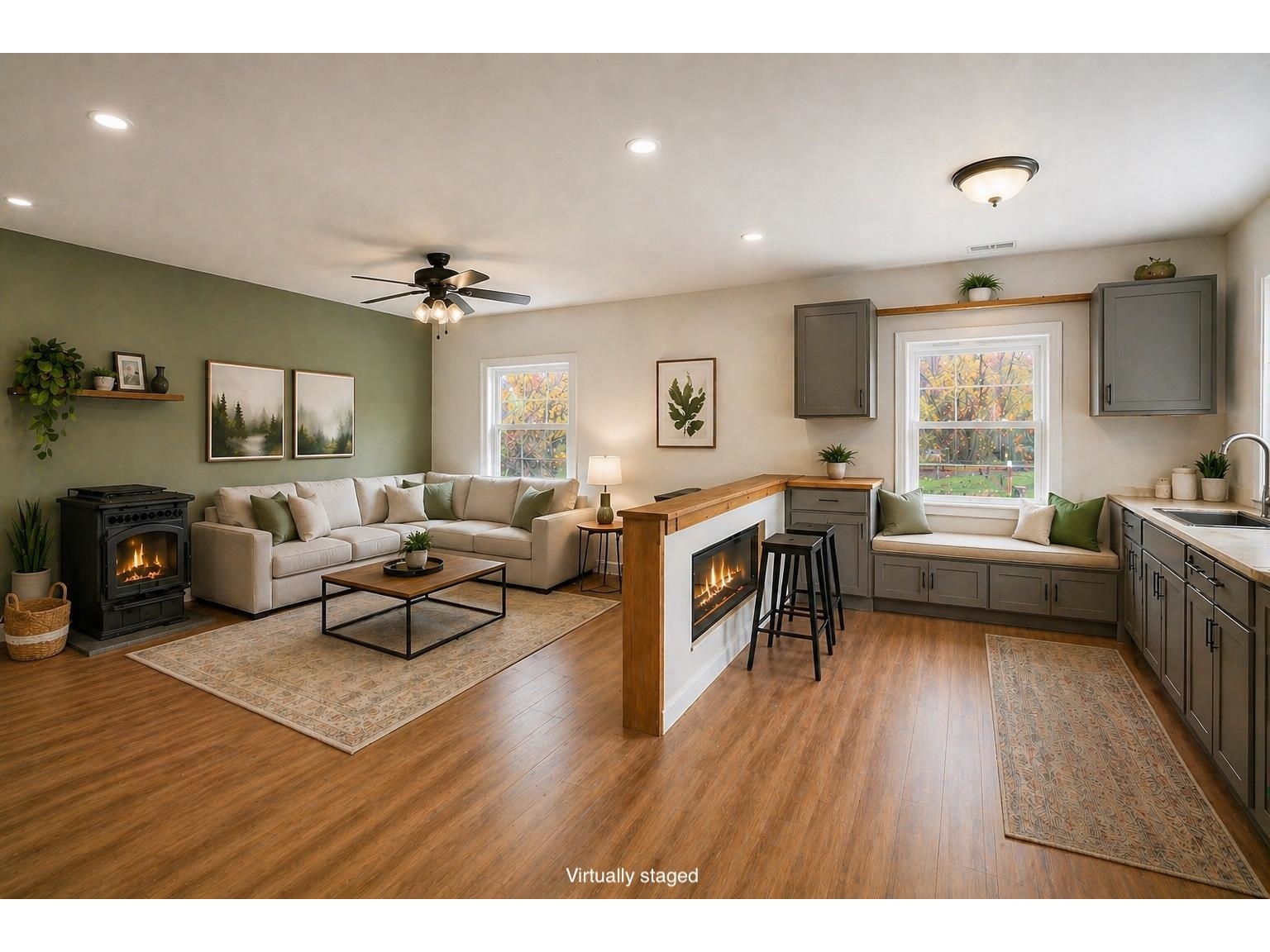 ADU Living/Kitchen (Virtually Staged)