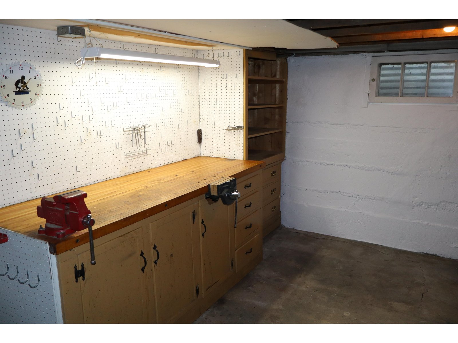 work bench in basement