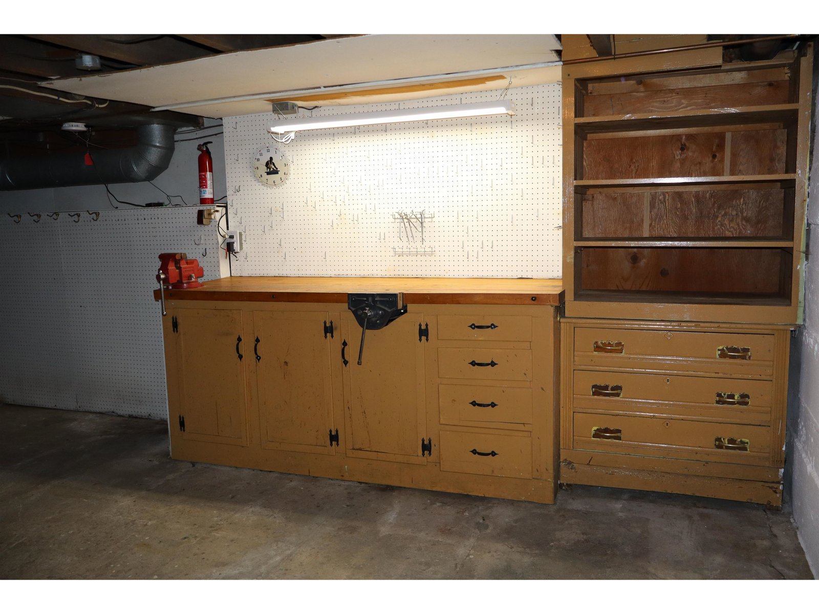 work bench in basement