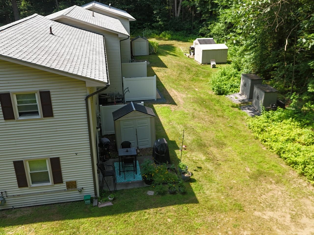 Grass area behind units