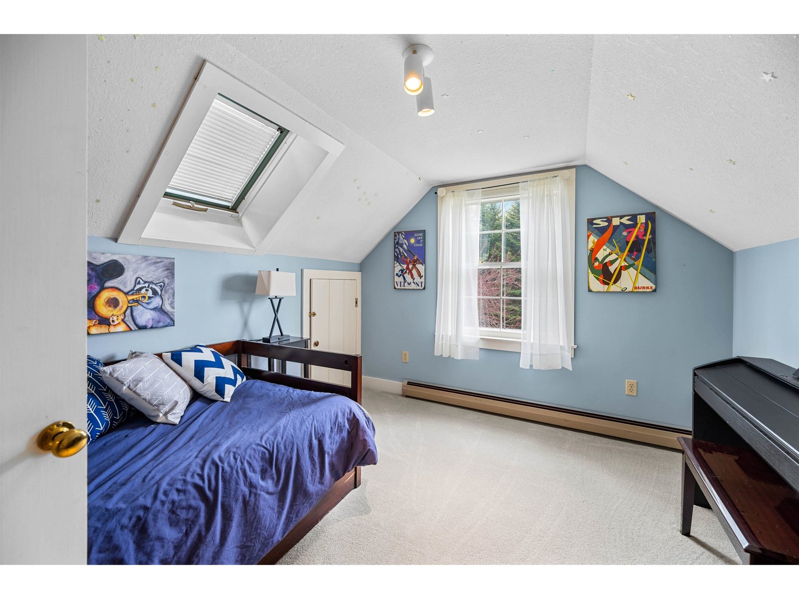 bedroom with knee wall storage