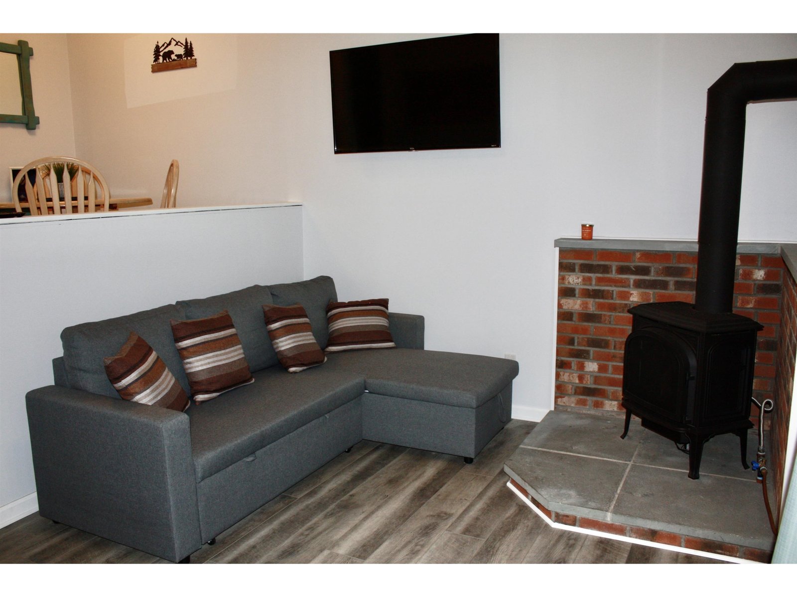 Living area with gas stove