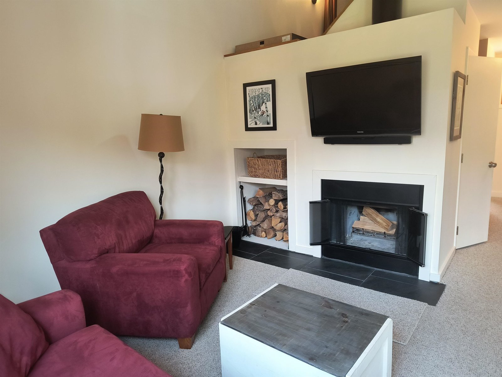Wood burning fireplace