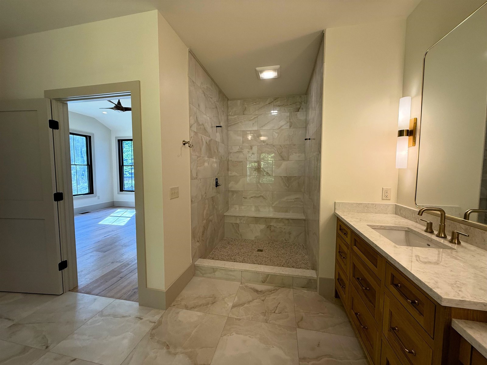 Custom tiled master shower