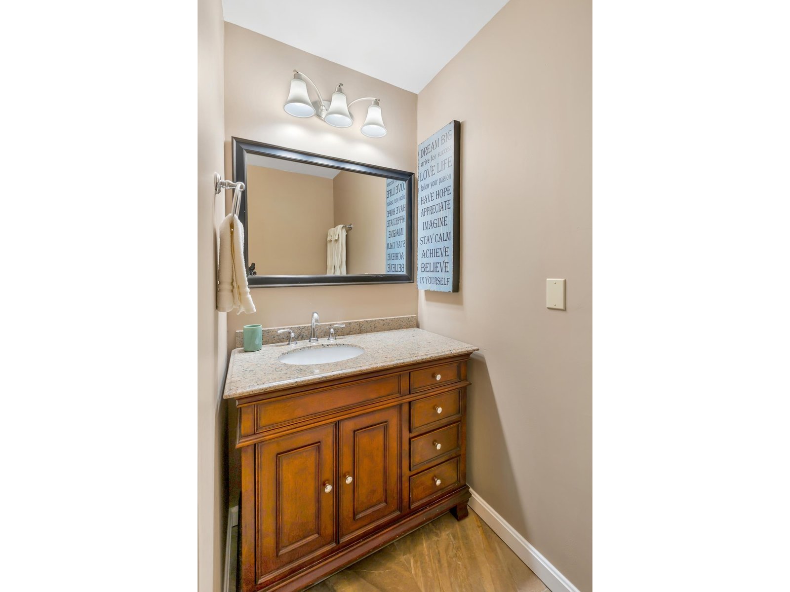 Wood Vanity An Granite Top