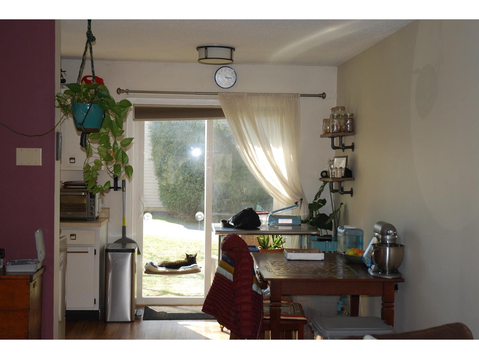 Dining area overlooks back patio area.
