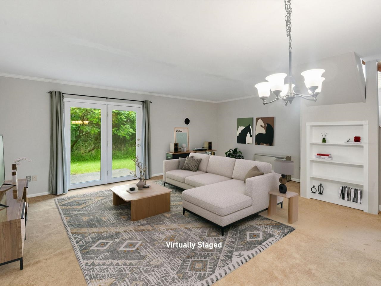 Virtually staged living room