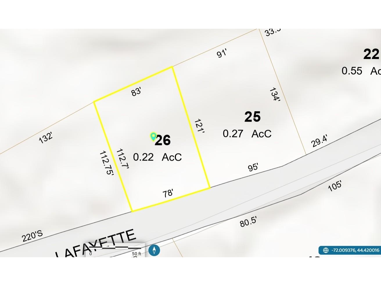 Tax map - offered with adjacent lot for $36,000