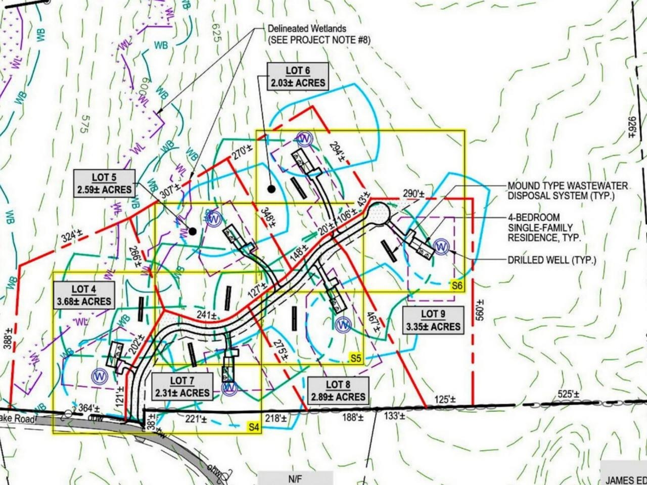 6-lot subdivision site plan
