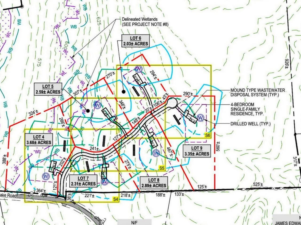 6-lot subdivision site plan