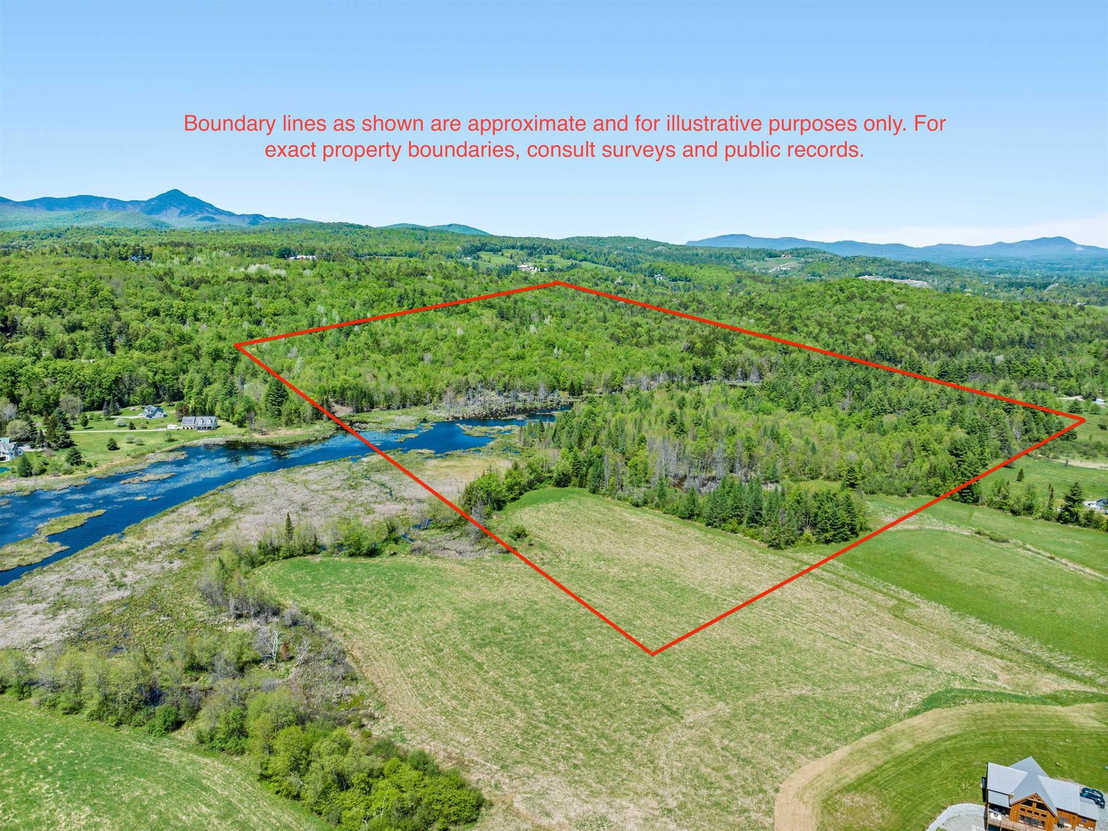 Approx boundary 3/4 of land to the West of Brook