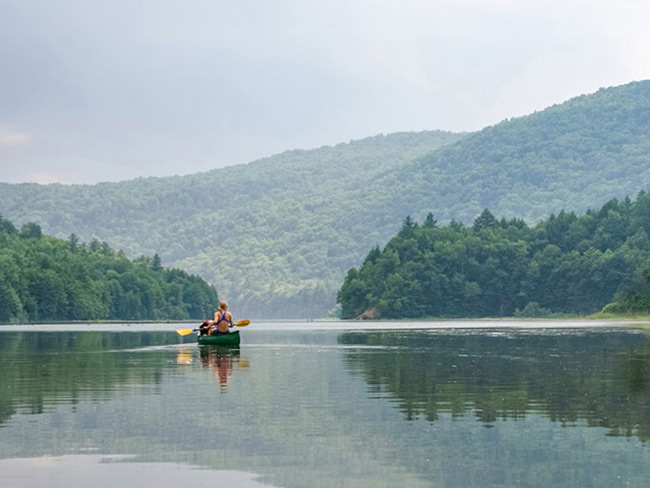 canoeing at Waterbury resorvoir